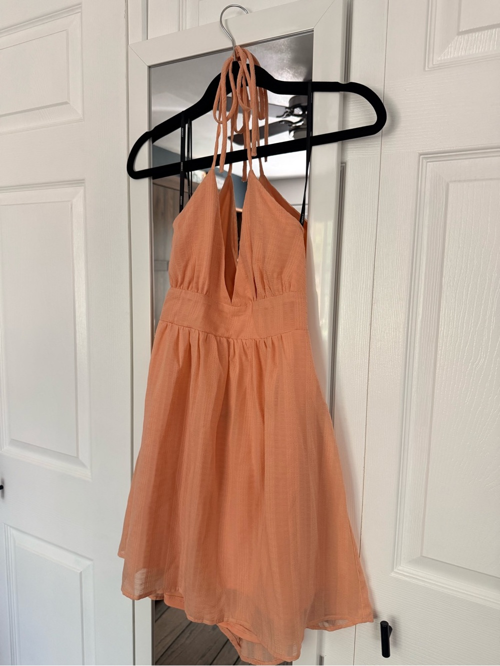 Forever 21 Sand Shell Textured Halter Mini Dress - Peach